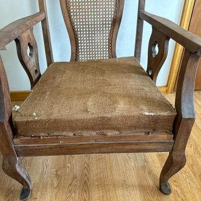 Pair of Antique Cane-Back Armchair and Rocker