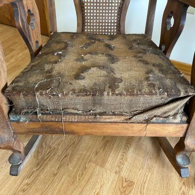 Pair of Antique Cane-Back Armchair and Rocker