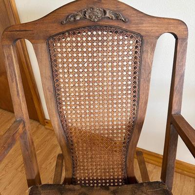 Pair of Antique Cane-Back Armchair and Rocker