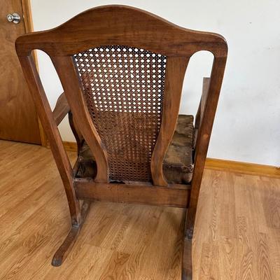 Pair of Antique Cane-Back Armchair and Rocker