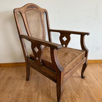 Pair of Antique Cane-Back Armchair and Rocker
