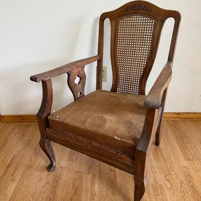 Pair of Antique Cane-Back Armchair and Rocker
