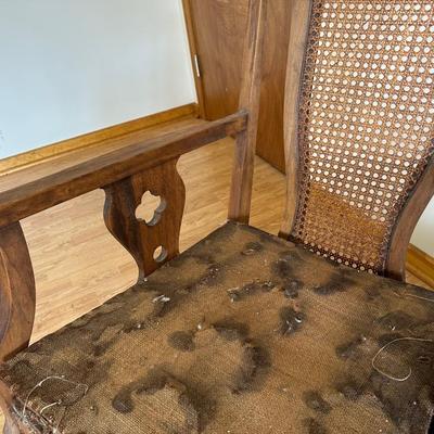 Pair of Antique Cane-Back Armchair and Rocker