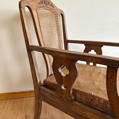 Pair of Antique Cane-Back Armchair and Rocker