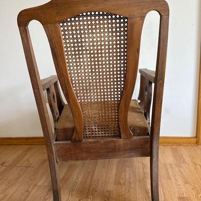 Pair of Antique Cane-Back Armchair and Rocker