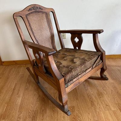 Pair of Antique Cane-Back Armchair and Rocker