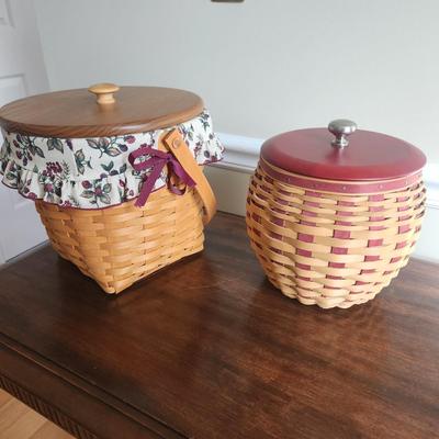 2 Vintage Longaberger Baskets w Lids 2002 1 with cooler