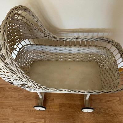 Pair of Vintage Baby Carriages – Bilt-Rite Spoked Stroller & White Wicker Bassinet