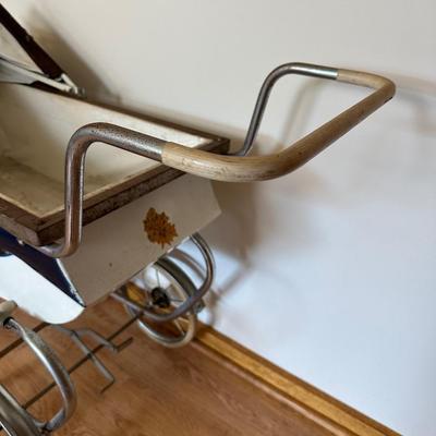 Pair of Vintage Baby Carriages – Bilt-Rite Spoked Stroller & White Wicker Bassinet