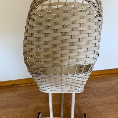Pair of Vintage Baby Carriages – Bilt-Rite Spoked Stroller & White Wicker Bassinet