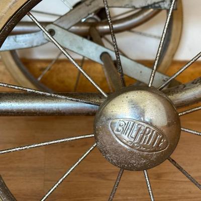 Pair of Vintage Baby Carriages – Bilt-Rite Spoked Stroller & White Wicker Bassinet