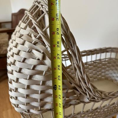 Pair of Vintage Baby Carriages – Bilt-Rite Spoked Stroller & White Wicker Bassinet