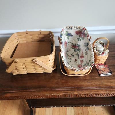 Lot of 3 Longaberger Baskets 2002 Salt & Pepper Shaker w holder