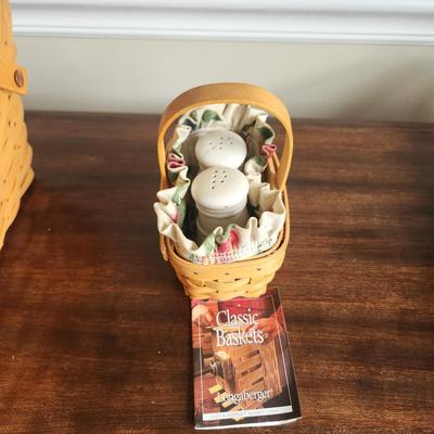 Lot of 3 Longaberger Baskets 2002 Salt & Pepper Shaker w holder
