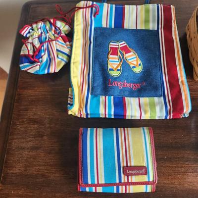 Lot Longaberger Baskets Summer Stripe ,Sunny Day Tote Bag