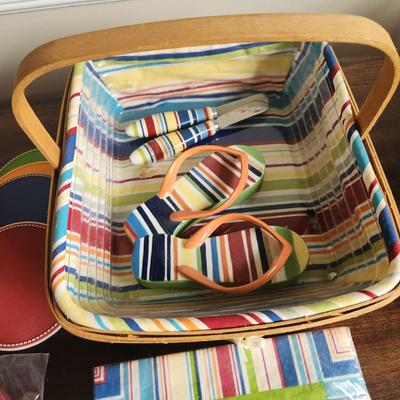 Lot Longaberger Baskets Summer Stripe ,Sunny Day Tote Bag