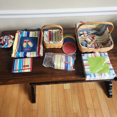 Lot Longaberger Baskets Summer Stripe ,Sunny Day Tote Bag