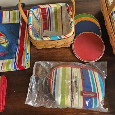 Lot Longaberger Baskets Summer Stripe ,Sunny Day Tote Bag