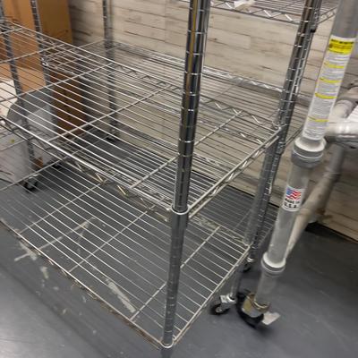4 Shelve Bakers Rack with Wheels - Silver