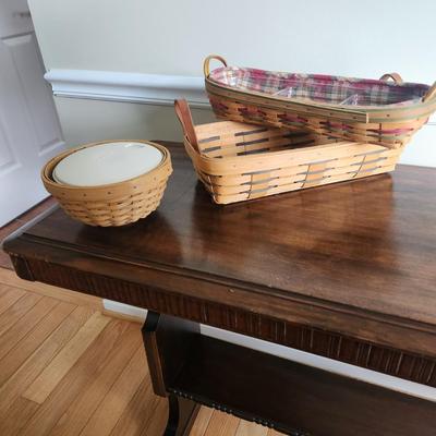 Lot of 3 Longaberger Baskets Bread Basket Brick Warmer plate 1998 2000 Century Celebration 2004