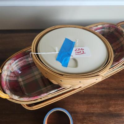 Lot of 3 Longaberger Baskets Bread Basket Brick Warmer plate 1998 2000 Century Celebration 2004