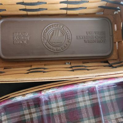 Lot of 3 Longaberger Baskets Bread Basket Brick Warmer plate 1998 2000 Century Celebration 2004