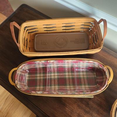 Lot of 3 Longaberger Baskets Bread Basket Brick Warmer plate 1998 2000 Century Celebration 2004