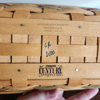 Lot of 3 Longaberger Baskets Bread Basket Brick Warmer plate 1998 2000 Century Celebration 2004