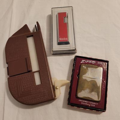 Vintage Zippo and Winston Lighters and Laredo Cigarette Roller (FE-EL)