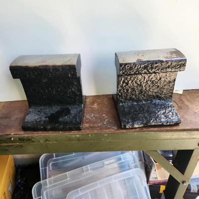 2 Railroad Track Bookends Door Stops