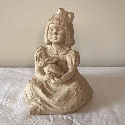 Bright Eyes Girl With Bunny Sculpture (LR)