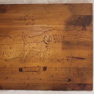 "Hunting Dog" Pyrograph Folk Art (FE-EL)