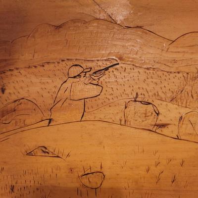 "Hunting Dog" Pyrograph Folk Art (FE-EL)