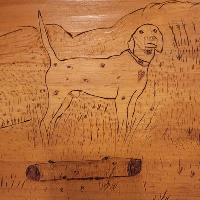 "Hunting Dog" Pyrograph Folk Art (FE-EL)