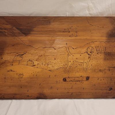 "Hunting Dog" Pyrograph Folk Art (FE-EL)
