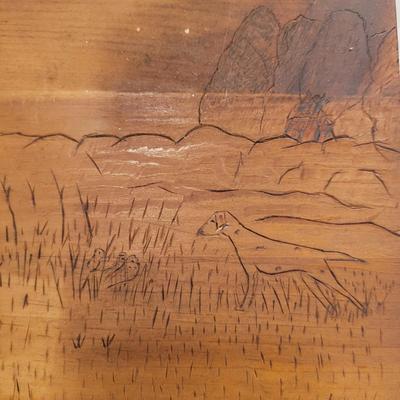 "Hunting Dog" Pyrograph Folk Art (FE-EL)