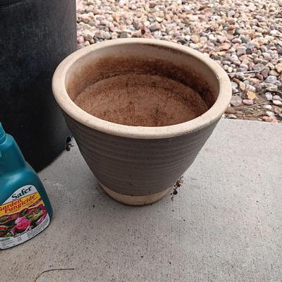 LARGE FLOWERING PLANT, FLOWER POTS AND CHEMICALS