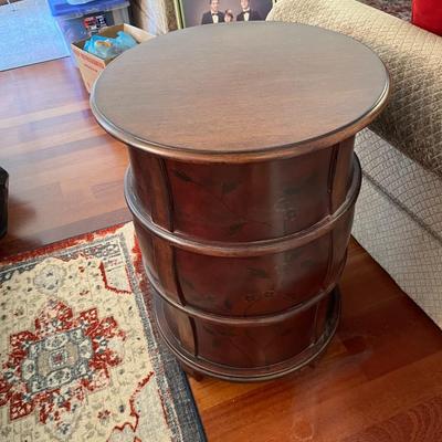 Round End Table with Three Drawers (LR)