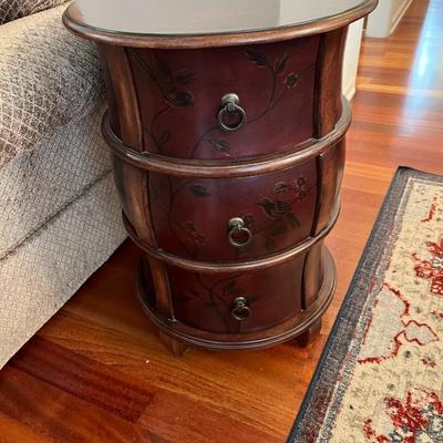 Round End Table with Three Drawers (LR)