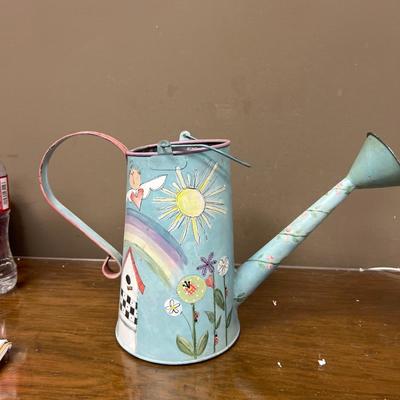 Nice Blue Metal Hand Painted Watering Pitcher