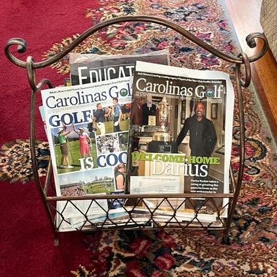 Metal Magazine Rack and Magazines (LR)