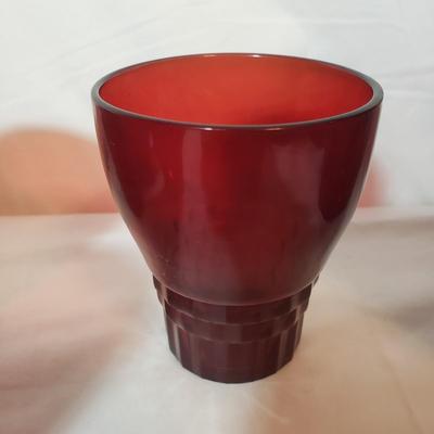 Red Glass Dishes and Pitcher (K-KD)