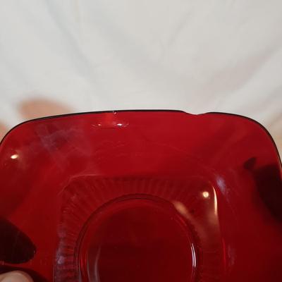 Red Glass Dishes and Pitcher (K-KD)