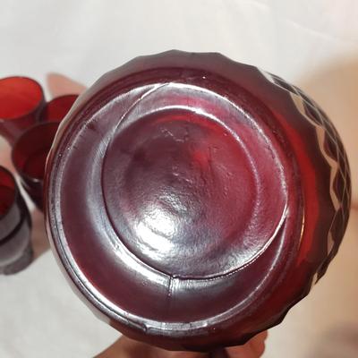 Red Glass Dishes and Pitcher (K-KD)