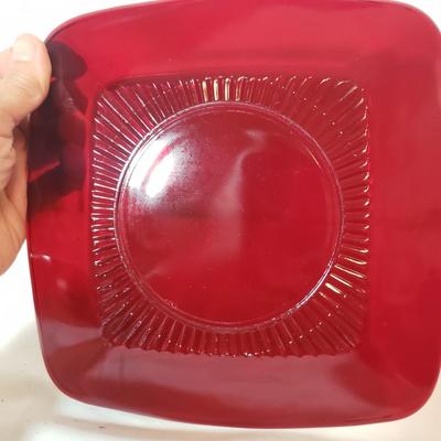 Red Glass Dishes and Pitcher (K-KD)