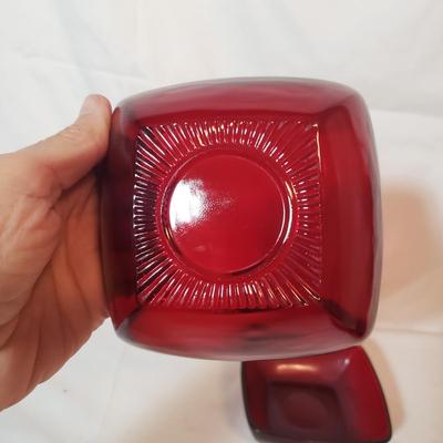 Red Glass Dishes and Pitcher (K-KD)