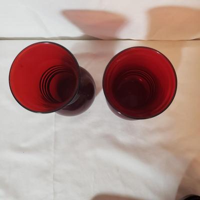 Red Glass Dishes and Pitcher (K-KD)