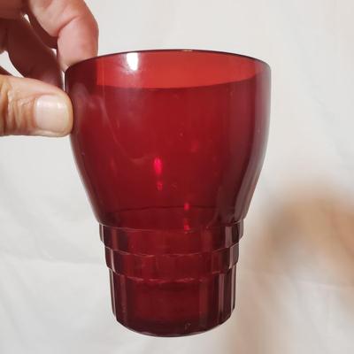 Red Glass Dishes and Pitcher (K-KD)
