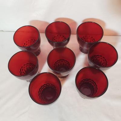 Red Glass Dishes and Pitcher (K-KD)