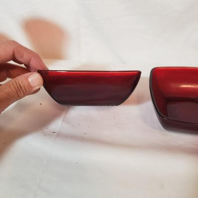 Red Glass Dishes and Pitcher (K-KD)